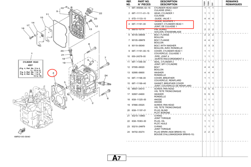 Прокладка головки цилиндра 68T-11181 для подвесного мотора Yamaha 4T F6 F8 68R 68T серии Seapro HDX Hidea 68T-11181-00