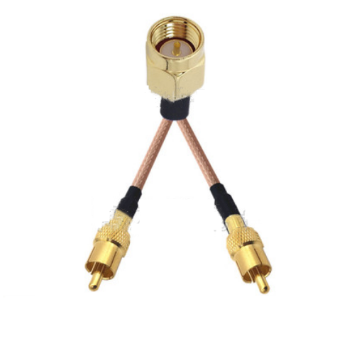 Câble de raccordement d'extension RF Pigtail Y, connecteur SMA mâle vers 2 RCA mâles, RG316