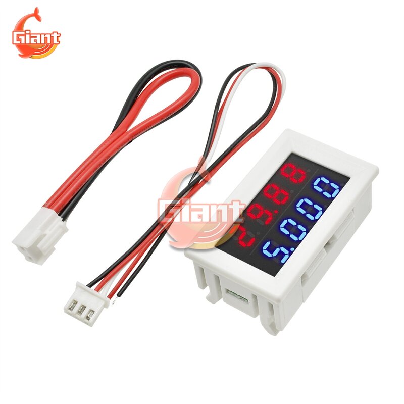 Voltímetro digital com amperímetro, voltímetro e medidor de corrente, voltagem com 5 fios, display de led, dc 200v, 100v, 10a, dc