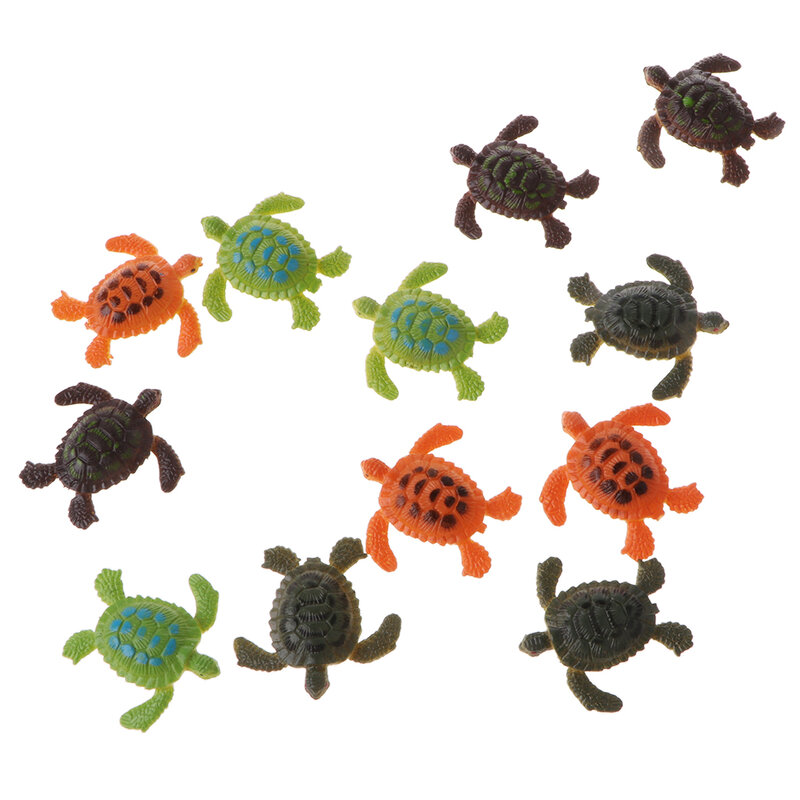 12 pçs plástico animal tartarugas modelo figuras meninas meninos festa saco enchimento