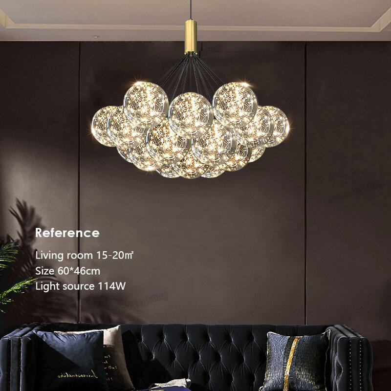 โรแมนติก Bubble โคมไฟระย้าห้องนอนห้องรับประทานอาหาร Nordic Home Decor จี้ไฟ LED Star Luxury โคมไฟ