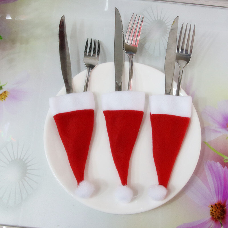 2021 New Christmas New Year Festival Table Decoration Cutlery Holder Restaurant Home Party Tableware Knife Fork Decoration Bag