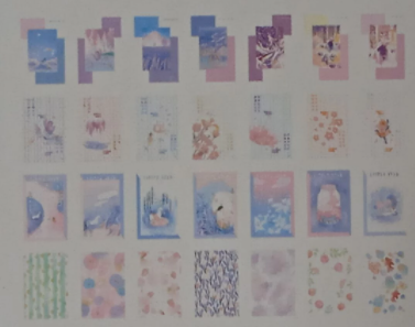 Tarjeta lomo de papel de estrella púrpura de 52mm x 80mm (1 paquete = 28 piezas)