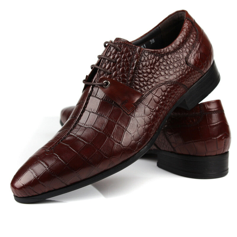 Homens de negócios sapatos couro genuíno vestido preto marrom italiano moda apontou toe festa casamento sapatos masculinos calçados alta qualidade