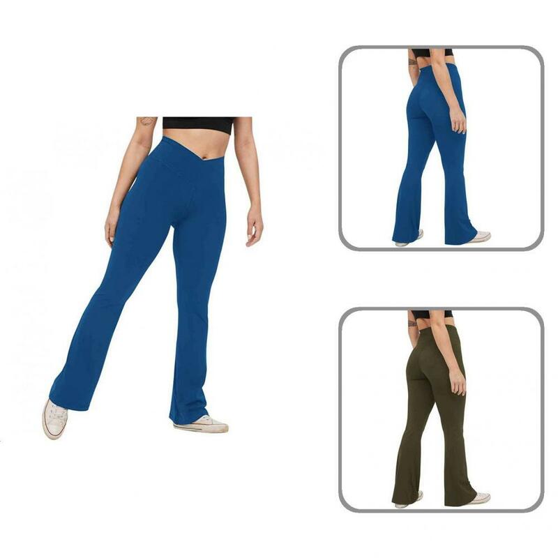 Pantalones de Yoga de Color sólido, pantalones acampanados de vendaje de cintura alta