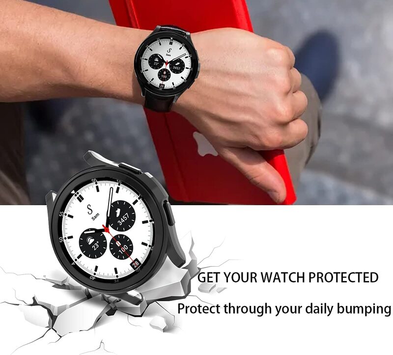 Plated TPU Bumper Cover Screen Protector, Case para Samsung Galaxy Watch 4, 5, 44mm, 40mm, 46mm, 42mm, Acessórios Clássicos