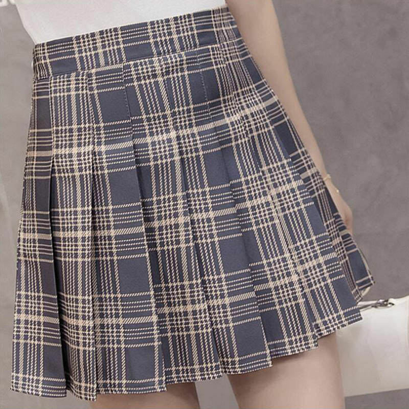 Minifalda plisada para mujer, uniformes escolares, estilo Harajuku Preppy, faldas de baile Kawaii a cuadros