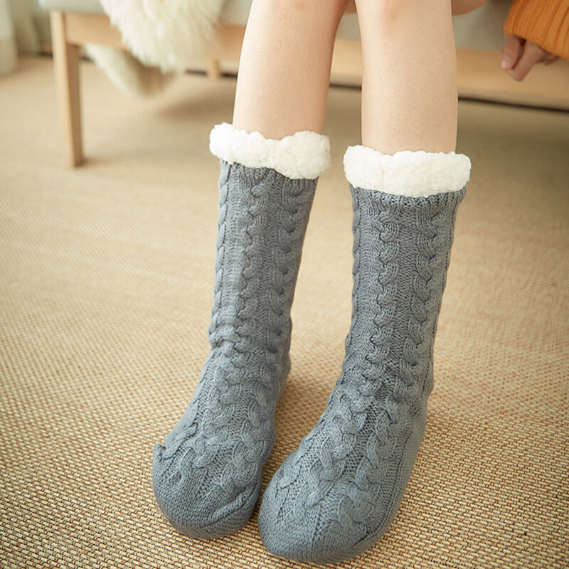 Non Slip Women Socks Warm Adult Thickened Bed Fluffy Cozy Home Soft Artificial Fleece Lined One Size Winter In Tube Floor