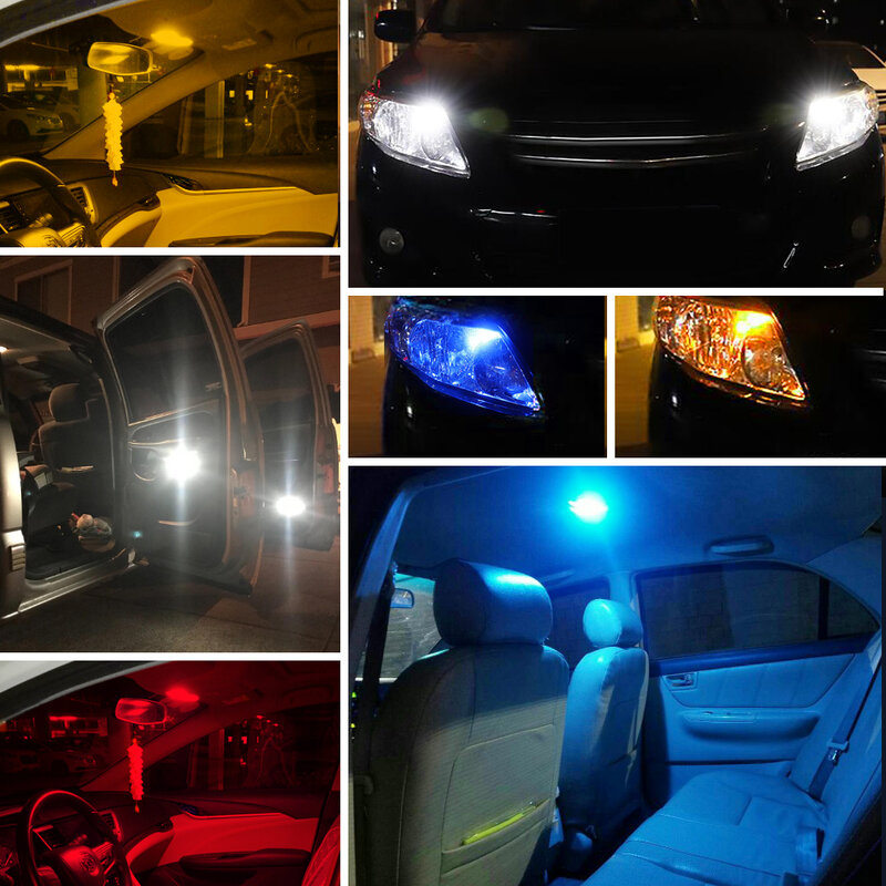Canbus LED Bulbo Car Clearance Luzes, Auto Parking, lâmpadas de licença, vermelho, branco, amarelo, 12V, BA9S, BAY9S, H21W, BAY9S, H6W, T4W, T11, 1Pc