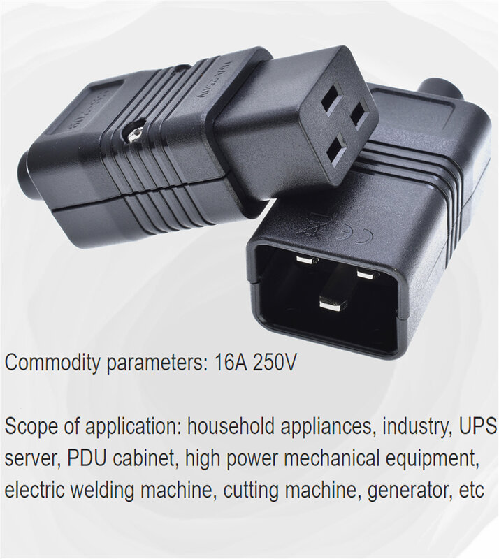 Soket PDU/UPS Standar IEC320 C19 C20 16A 250V AC Kabel Daya Listrik Konektor Kabel Steker Dilepas Adaptor Steker Laki-laki Perempuan