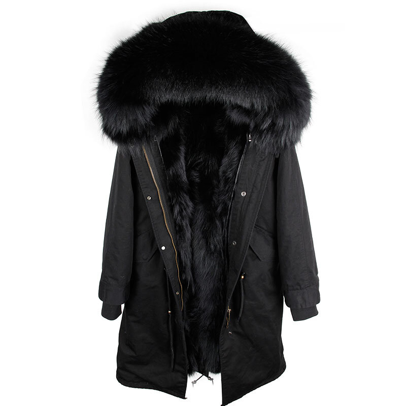 2023 Man Parka Winter Jacket Long Waterproof  Russian 7XL Real Fox Fur Coat Natural Raccoon Fur Collar Hooded Thick Warm Coat