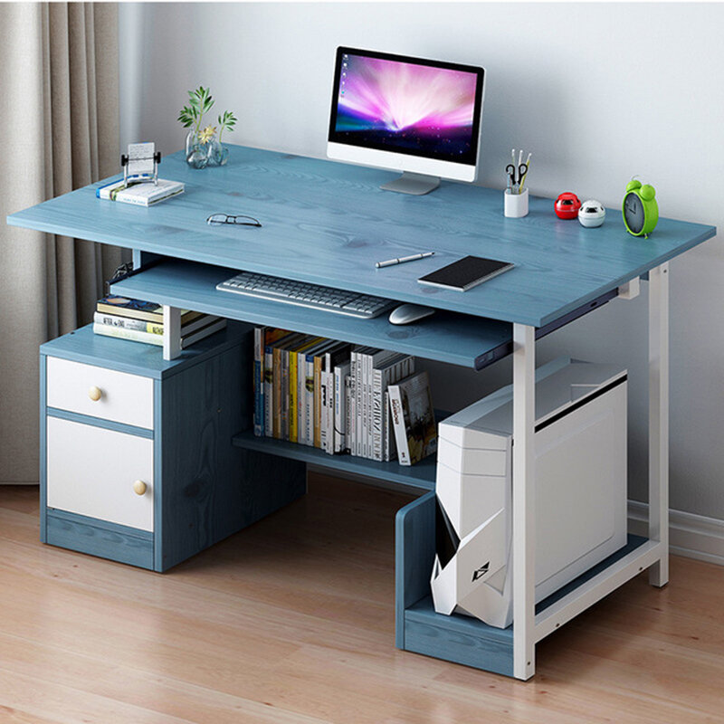 المنزل مكتب لكمبيوتر المكتب مع رف لوحة المفاتيح للطاولة درج تخزين كبير الجدول طالب طاولة كتابة أثاث العمل 110X45X72cm