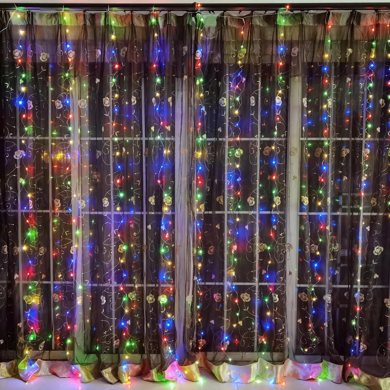 Guirlanda cortina para o quarto de ano novo luzes de natal casamento decoração cortinas casa festão led luz decoração luzes de fadas