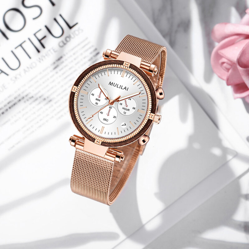Reloj de lujo de acero inoxidable para Mujer, relojes irregulares de cuarzo, pulsera de temperamento Simple, regalo