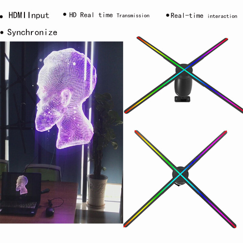 Echt-zeit interaktion HDMI eingang synchronisieren ein großes bild 3d hologramm led-anzeige led fan player holographische player