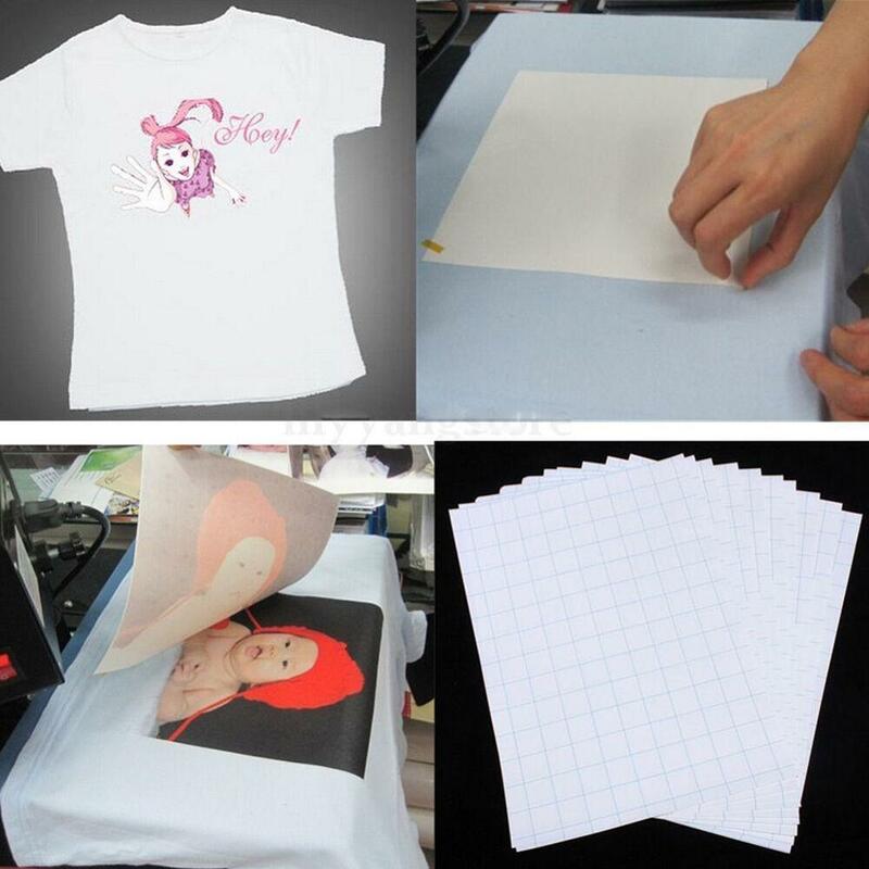 Papel de transferencia A4 para camisetas, prensa de calor para planchar, Impresión de luz para camisetas artesanales, inyección de tinta, telas A4, 10 unids/set