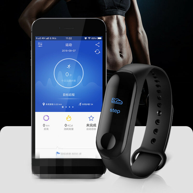 M3 Plus Smart Band Bluetooth Sport Fitness Tracker Smart Armband Gezonde Slaap Bloeddruk Hartslagmeter Smartband