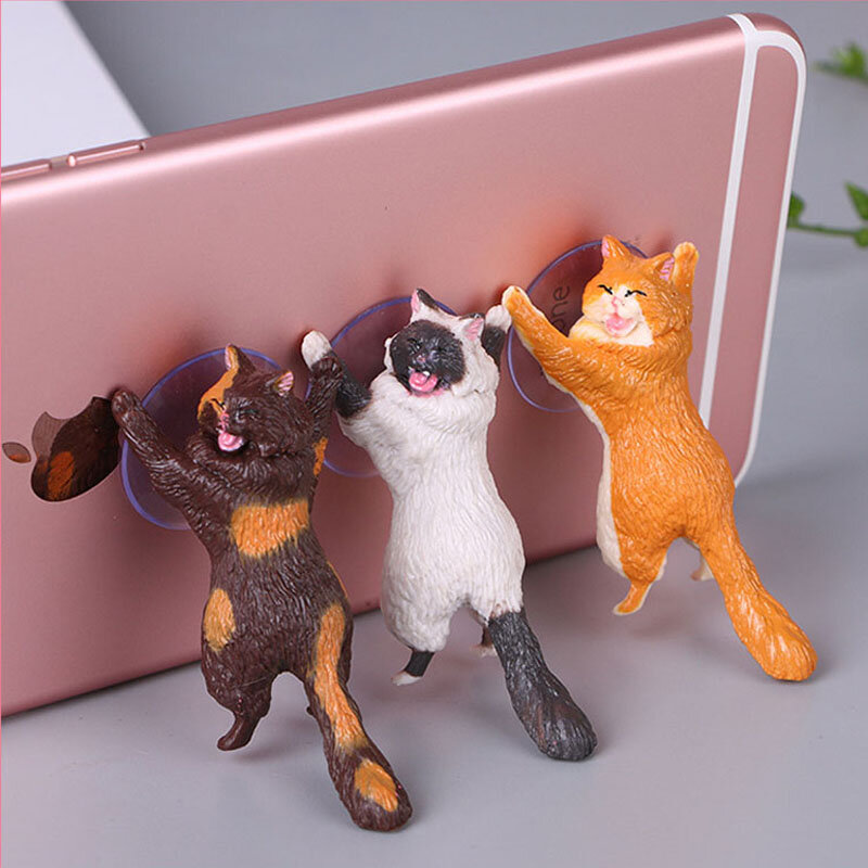 تمثال قطة Pvc مع مصاصة وحامل هاتف ، ألعاب أطفال ، هدية عيد الميلاد الإبداعية