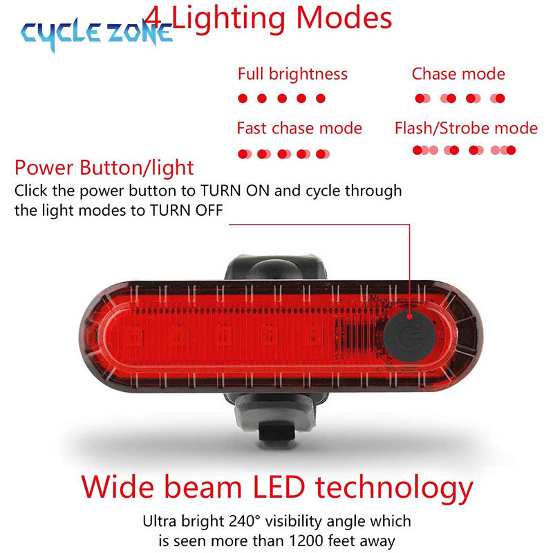 Enquêter arrière LED rouge brillant pour vélo, aste par USB, éclairage de sécurité pour la conduite de nuit