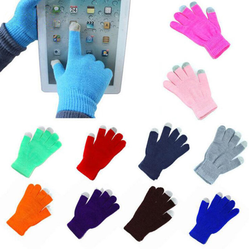 Zimowe rękawiczki miękkie mężczyźni kobiety ekran dotykowy sms-y czapka aktywny inteligentny telefon dzianiny rękawiczki nowy jednolity kolor znosić ciepłe rękawiczki na nadgarstki