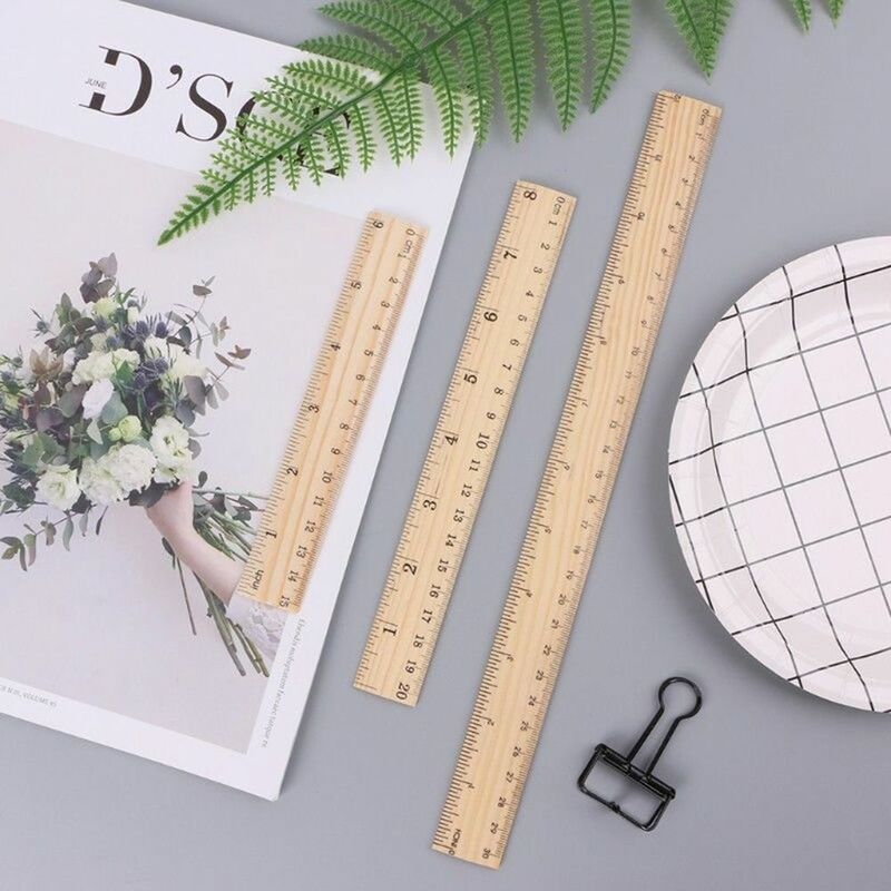 1pc Wooden Ruler 15/20/30cm Single-Sided Double-Scale Ruler Student Learning Stationery Ruler Log Wooden Ruler Measuring Tool