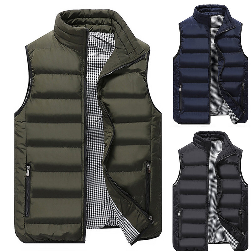 Chaleco cálido sin mangas para hombre, chaqueta informal de talla grande, ropa de otoño e invierno, novedad de 2021