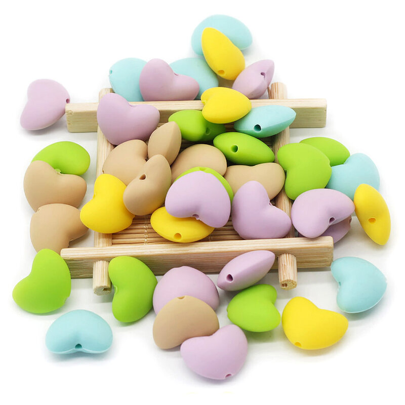 Cute-idea 10pcs perline in Silicone a forma di cuore dentizione infantile perline da masticare accessori per giocattoli a catena ciuccio fai da te BPA articoli per bambini gratuiti