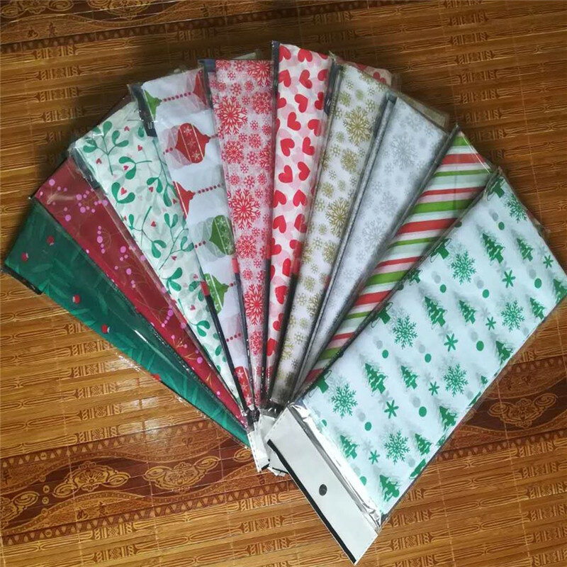 10 arkuszy świątecznego papieru bibuła ozdobna do pakowania prezentów na kwiaty do rękodzieła materiał do scrapbookingu 50x66 Cm