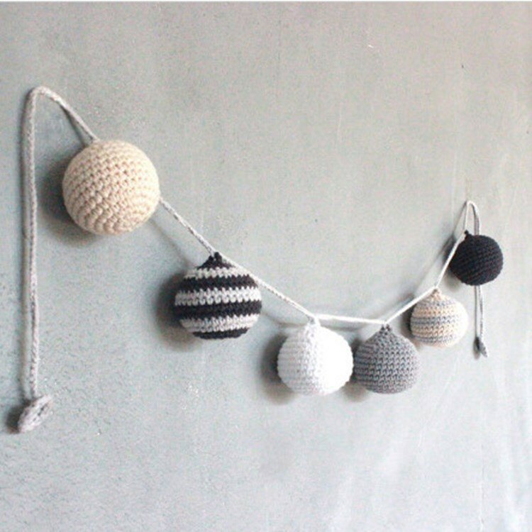 Ins nordic criativo artesanal bola de algodão decoração da parede de malha bola fotografia adereços menina quarto decoração bola de pele ornamentos