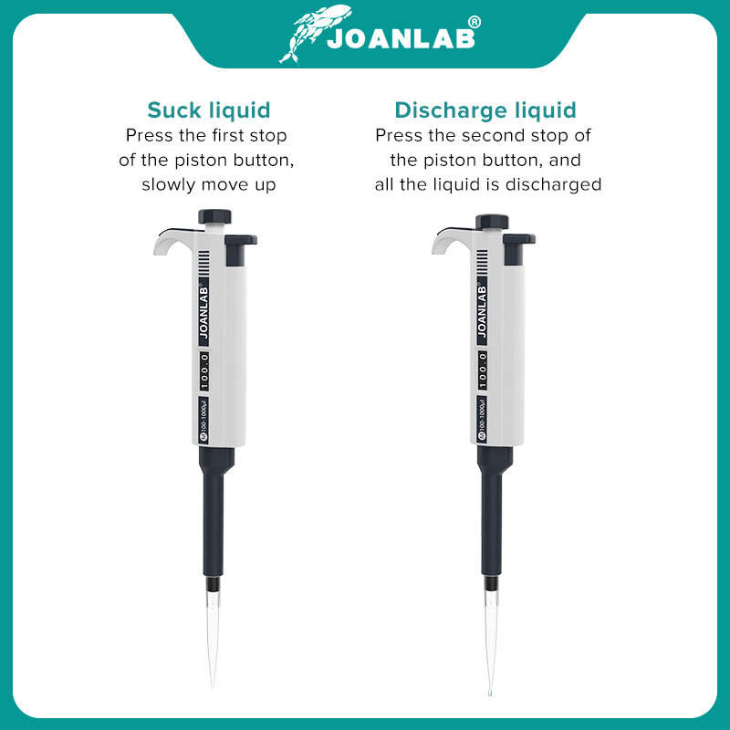Pipeta de laboratorio de tienda oficial JOANLAB, equipo de laboratorio de micropipeta ajustable Digital de un solo canal de plástico con puntas de pipeta
