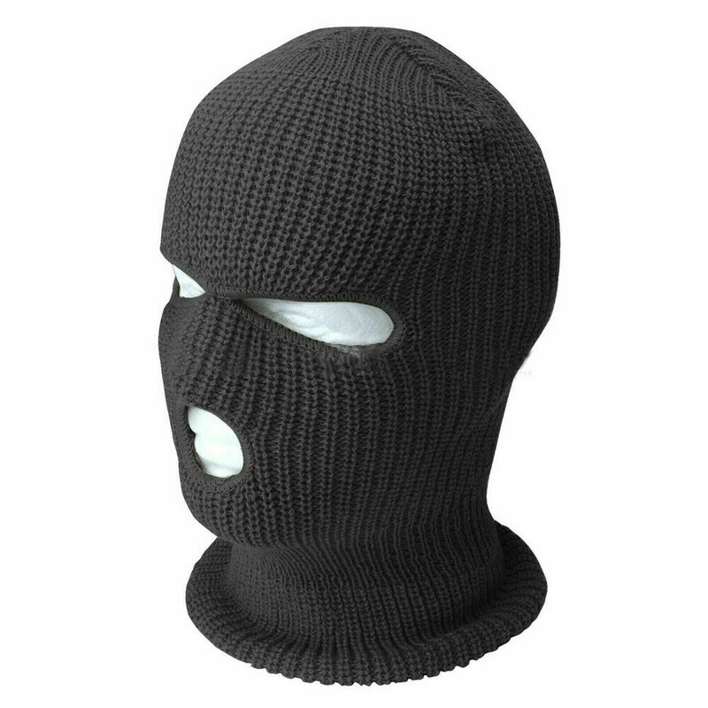 Full Face Cover  3 Holes Knit Balaclava Hat Army Tactical CS Winter Ski Cycling  Beanie Hat Scarf Warm Face