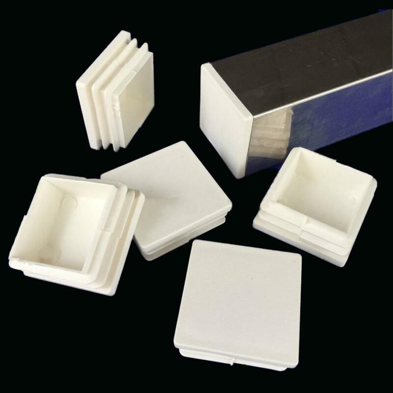 2/10pcs White Plastic Rectangle Blanking End Caps Cap Tube Pipe Inserts Plug Bung Steel