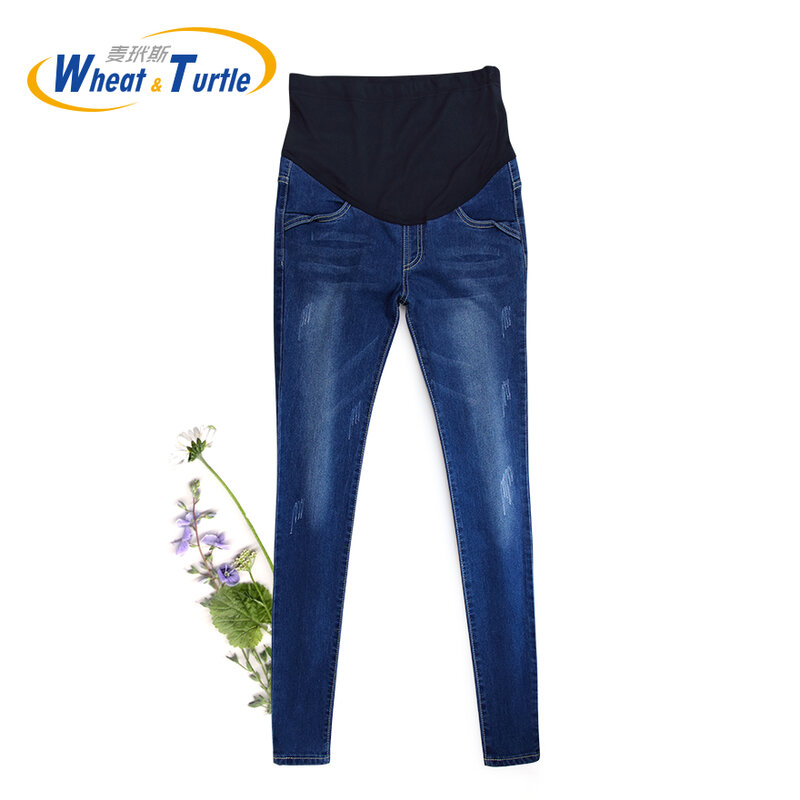 [Wheat Turtle]Brand Maternity Jeans Pregnancy Clothes Denim Overalls Skinny Pants Trousers Clothing For Pregnant Women Plus Size