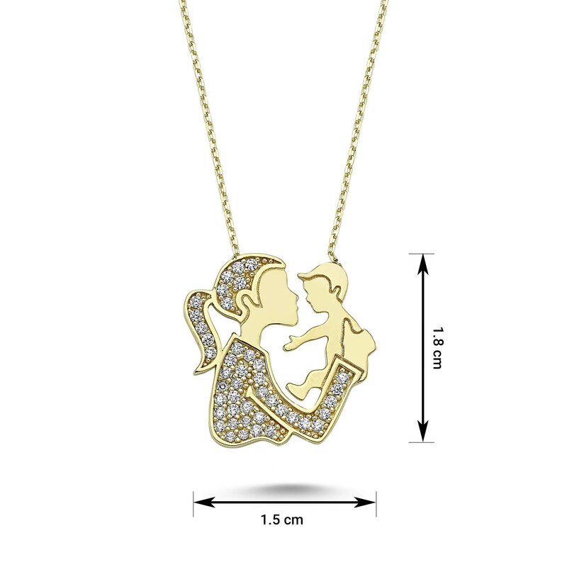 14k Gold Mother and Baby Pendant, Necklace