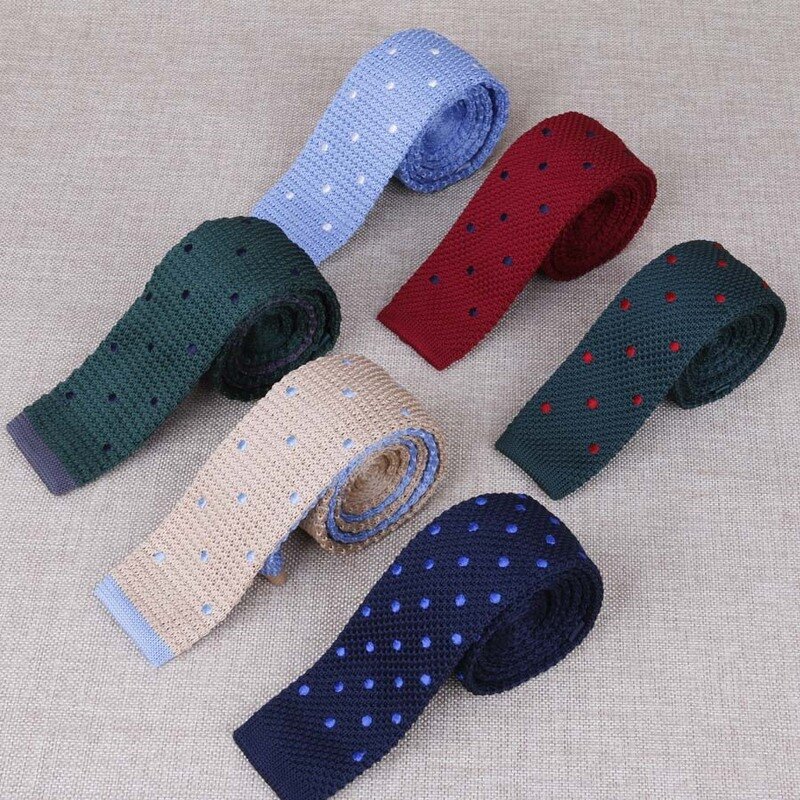 Matagorda Men Tie Wool Knit Necktie Embroidered Dot Stripe Gravata Narrow 5CM Edition Tie Man Accessories Father's Gift Neckwear