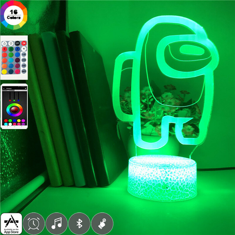 Among Us 3D Night Light 7/16 Colors Change LED Light Game Illusion Decor Toys Novelty Light For Christmas Gift Table Lamp
