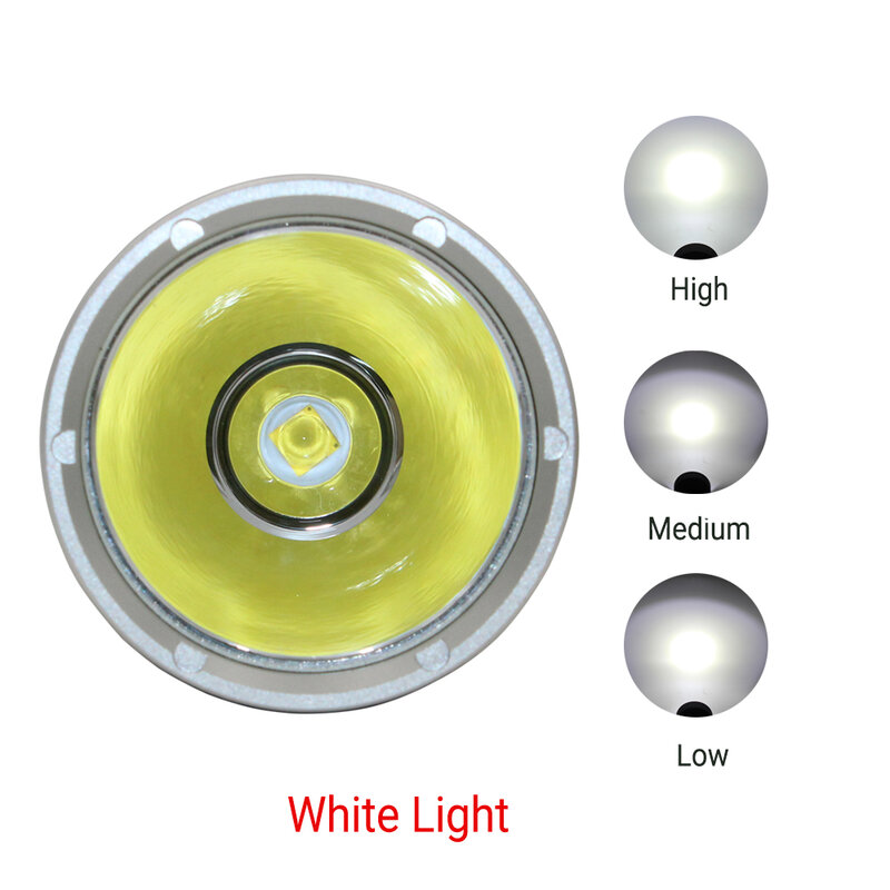 4000 lumen XHP70.2 LED torcia subacquea lampada impermeabile torcia luce gialla bianca subacquea 100M XHP70 torcia tattica a led