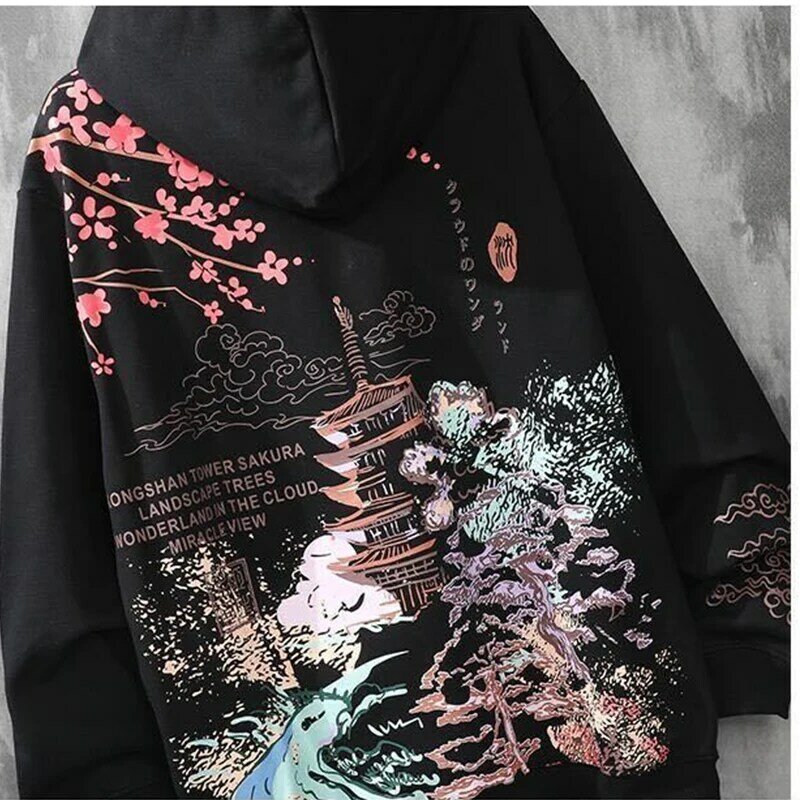 Sudadera con capucha y estampado para hombre, ropa de calle japonesa estilo anime, hip-hop, y2k, harajuku, kpop