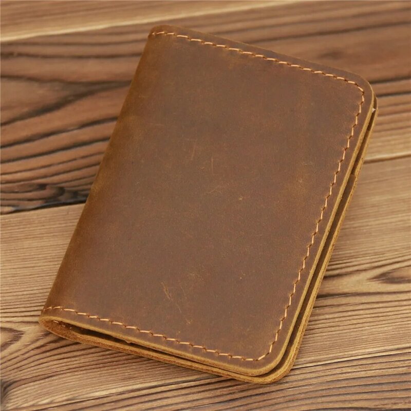 1052 New Arrival Vintage męskie oryginalne skórzane etui na karty kredytowe mały portfel portfel etui na dowód Mini torebka dla mężczyzn