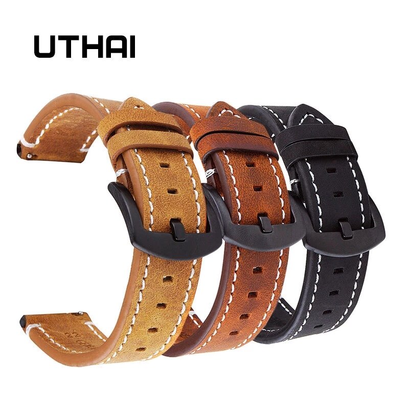 UTHAI P18 Watchbands 18 مللي متر 20 مللي متر 22 مللي متر الراقية الرجعية جلد العجل حزام (استيك) ساعة حزام ساعة اليد مع حقيقية أشرطة جلدية