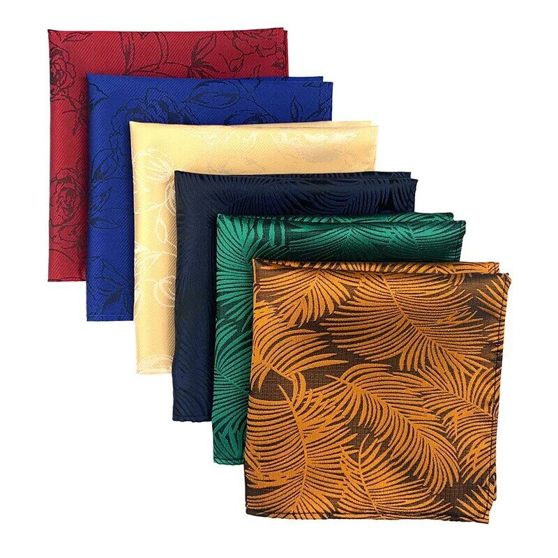 Lenços quadrados de bolso para homens Toalha Hanky, ternos florais, lenço de linho, flor e floral, bolsos quadrados de negócios, novo