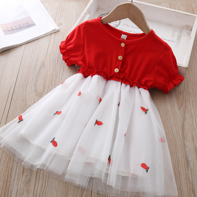 Baby Girls Dress 2020 New Summer Cotton Embroidery Dresses Button Newborn Baby Mesh Dresses Infant Baby Girl Clothes 0-2Y