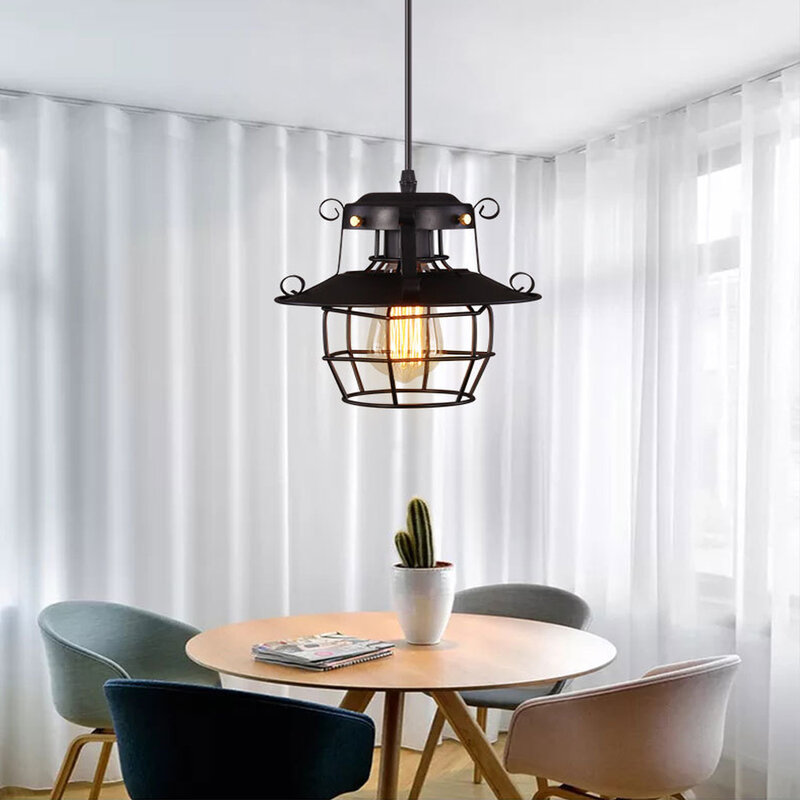 Loft Vintage Pendant Light Nordic Retro Iron Lights Industrial Hanging Lamp Lighting Fixture For Cafe Bar Home Decor Lampshade