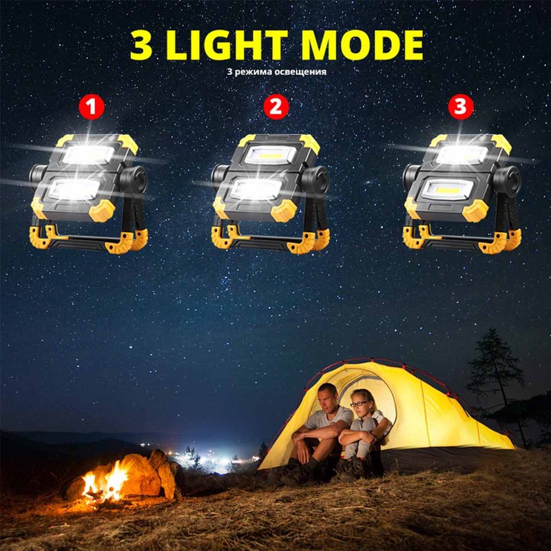 Lampe de travail LED Portable 200W, projecteur d'extérieur pour Camping, COB Anti-chute, lampe de poche