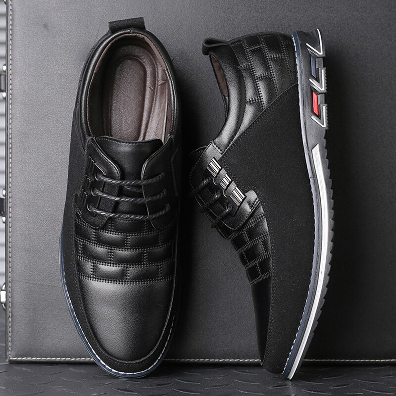Sapatos de couro casual masculino, clássico, preto, respirável, negócio, tamanho grande, marca, moda, venda quente
