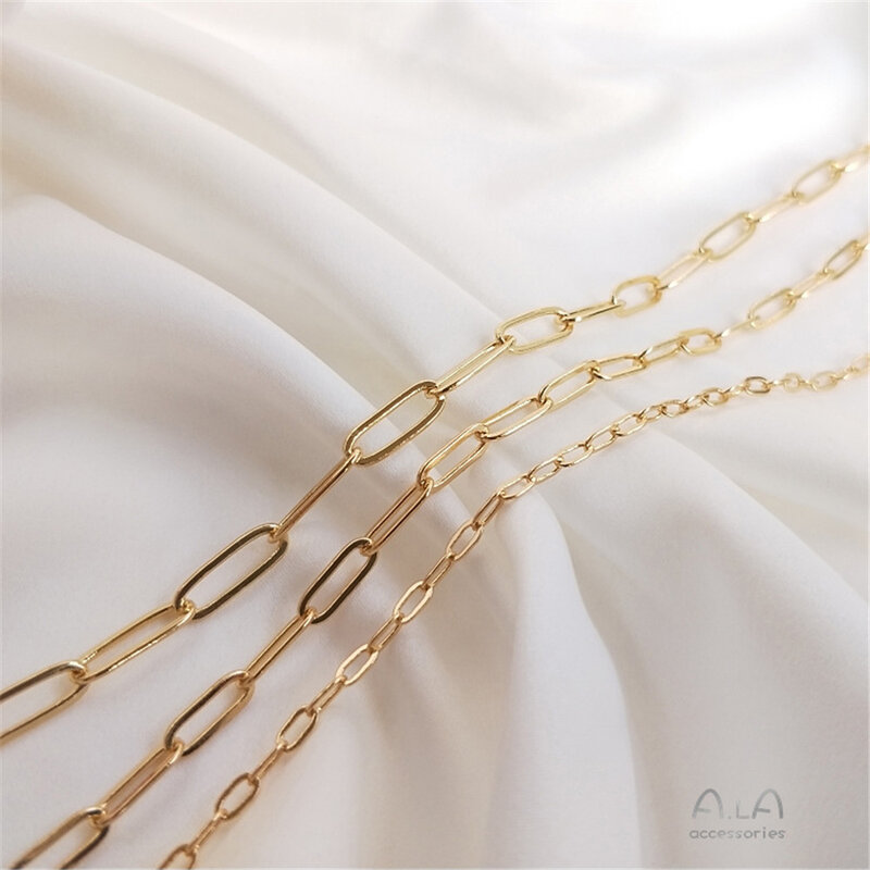 Квадратная цепочка с золотым покрытием 14 к, овальная цепочка «сделай сам», материал для браслета, ожерелья, ювелирные изделия, аксессуары для цепочек россыпью