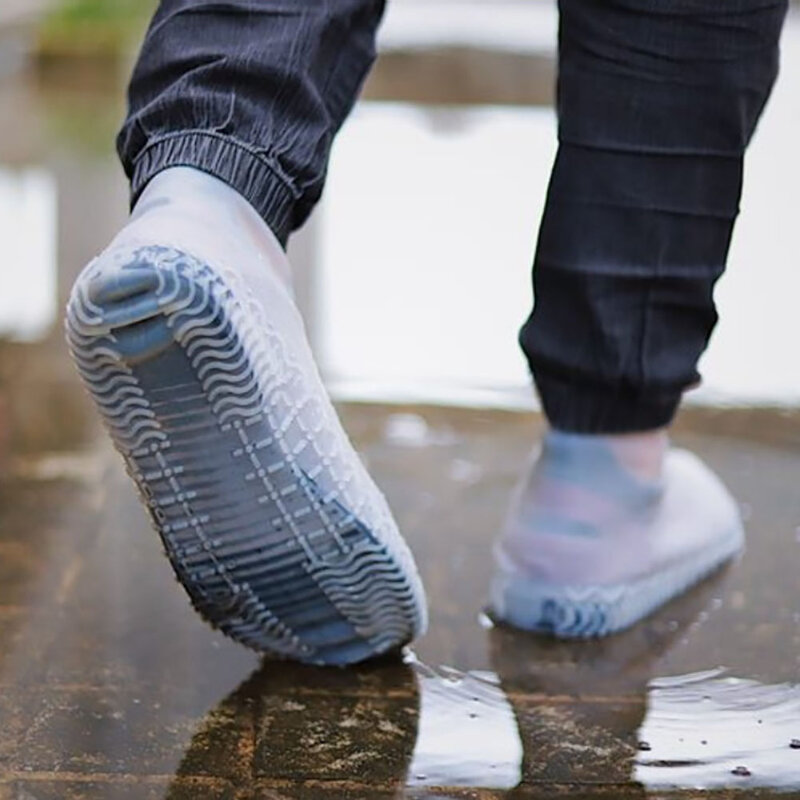 1 par de accesorios de viaje portátiles de silicona, cubierta de zapato, Botas de lluvia con cremallera, protector impermeable antideslizante, ropa de pie al aire libre