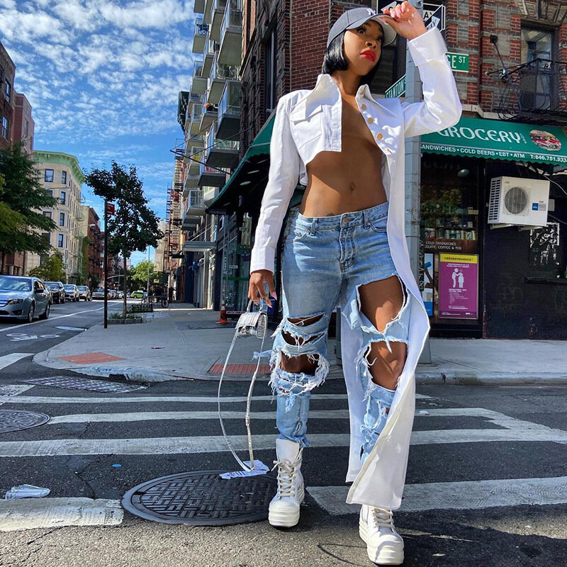 Branco assimétrico mulher streetwear colheita topo lapela botão de manga comprida outono inverno cardigans camisa jovem menina t