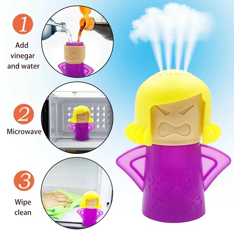 Nettoyeur à vapeur pour four à micro-ondes Angry Mama, facile à laver, appareils électroménagers, réfrigérateur, livres