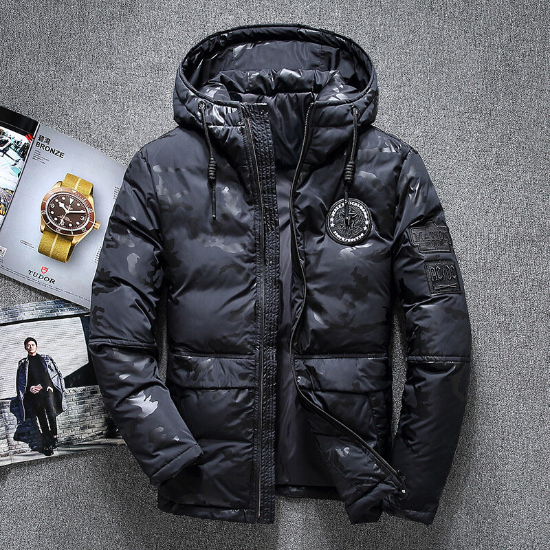 남성용 브랜드 다운 재킷, 개성 지퍼 포켓 2021, 가을 겨울, 신상 청소년 의류, 두껍고 따뜻한 후드 다운 재킷
